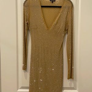 Nude rhinestone mini dress